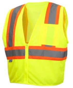 Pyramex RVZ2210 Class 2 Type R Hi Vis Safety Vest Lumen-X Lime Yellow