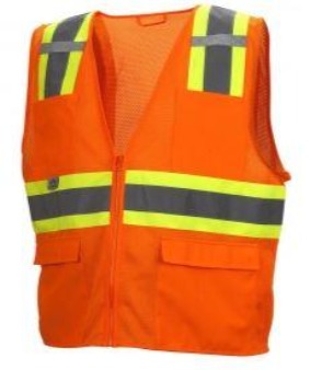 Pyramex RVZ2320 Type R Class 2 Two-Tone Hi Vis Surveyor Safety Vest Orange