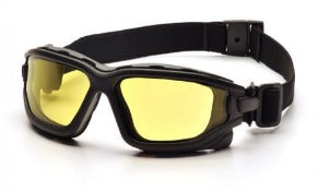Safety Glasses-Pyramex Highlander Plus SBG5030DT- Black Foam Lined Frame - Amber H2X Anti-Fog Lens