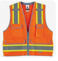 West Chester 47216 Class 2 Hi Vis Surveyor Safety Vest - Orange, Zipper Front