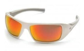 Safety Glasses-Pyramex Goliath SW5655D - White Frame - Red Mirror Lens