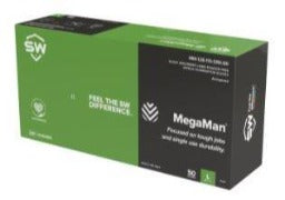 SW Megaman® Black Nitrile Flocked Disposable Glove 50Ct