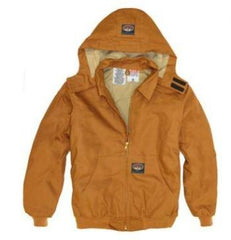 Rasco FR, Brown Duck Quilted Hooded Jacket, Zip Up  BJFQ2206