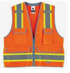West Chester Gear 47216 Class 2 Hi Vis Surveyor Safety Vest - Orange, Zipper Front