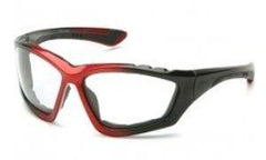 Safety Glasses-Pyramex Accurist SBR8710DTP - Black/Red Foam Lined Frame - Clear Anti-Fog Lens